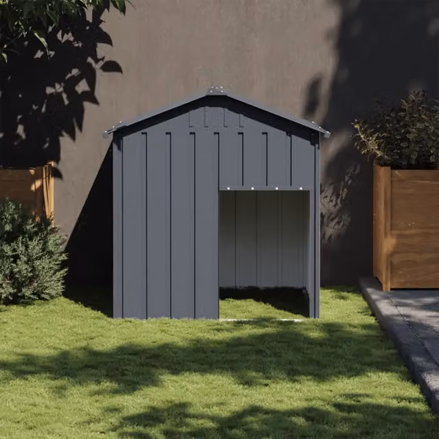 Casetta per cani vidaXL in metallo antracite resistente alle intemperie L: 117 cm, P: 103 cm, H: 123 cm – 1