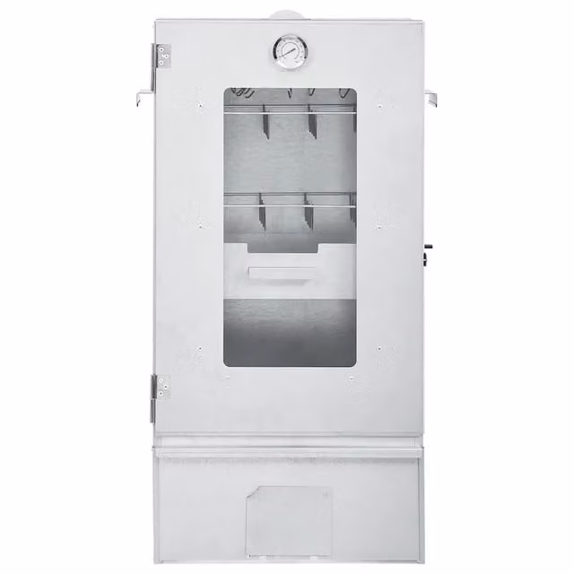 Forno Affumicatore BBQ con Tavolino vidaXL in Acciaio Zincato Argento con Termometro