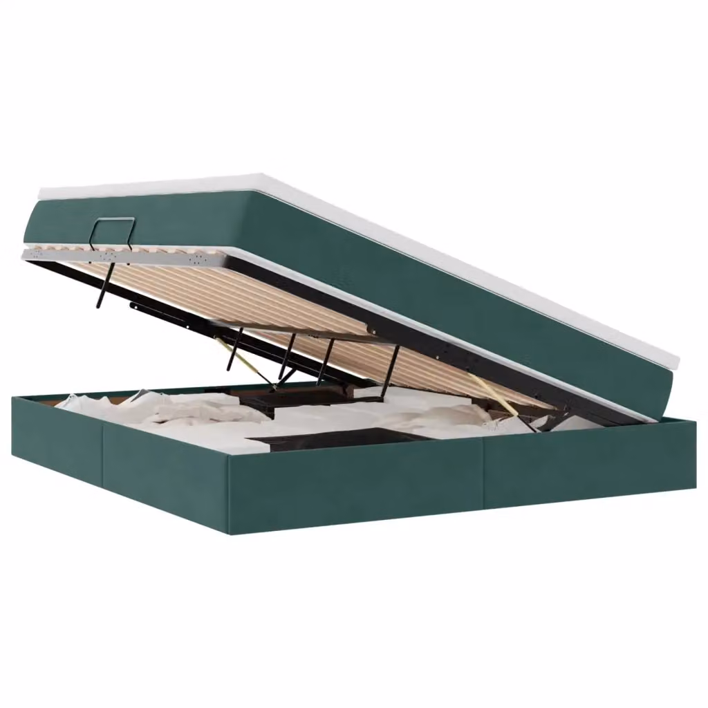 Letto con contenitore e materasso ibrido vidaXL in velluto verde e nero L/P/H: 200 x 160 x 48,5 cm – 2