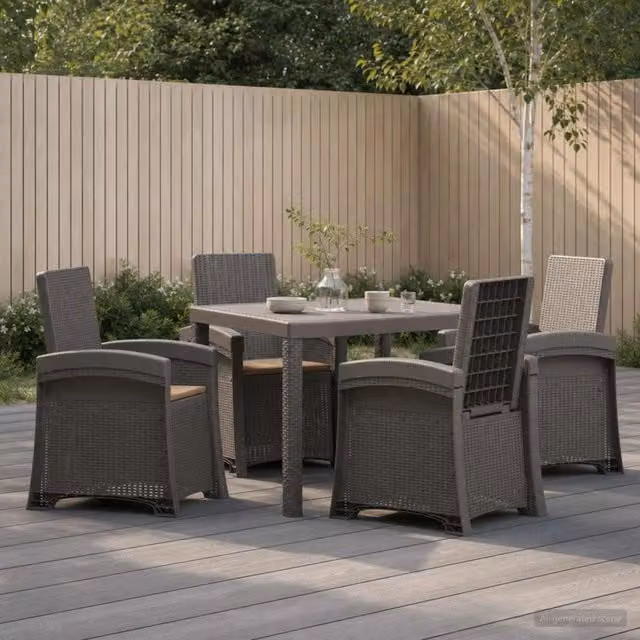 Set da Pranzo per Giardino 5 pz Grigio chiaro e Tortora PP 3430117