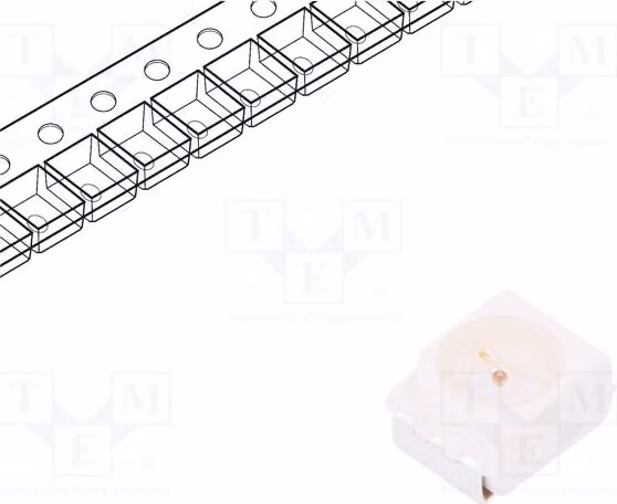 5 LED, dimensioni 3,5x2,8x1,9 mm, colore arancione, tecnologia SMD, angolo di emissione 120°, modello 3528, package PLCC2, corrente di funzionamento 20 mA, codice prodotto D-A100-J00J1, tipo LED-D