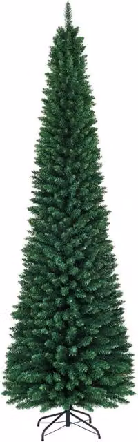 Albero di Natale Design Mania Verde in PVC con struttura a cerniere e base, Altezza: 270 cm