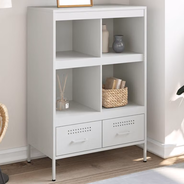 vidaXL Credenza in Metallo Bianca Stile Industrial L: 68 cm, P: 39 cm, H: 101,5 cm