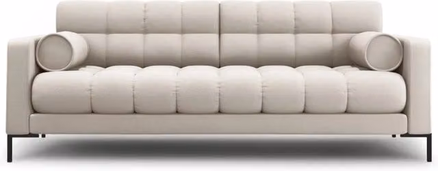 Divano 3 posti Bali Cosmopolitan Design in tessuto beige con struttura in metallo e cuscini inclusi L: 177 cm, P: 75 cm, H: 92 cm