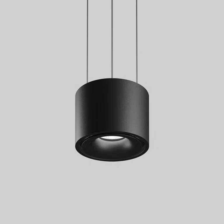 Egger Licht Lampada a sospensione DLS Clippo nera/nera Ø 10 cm DALI DTW Clippo, dimmerabile, Nero, Soggiorno / Sala da pranzo, Alluminio, Moderno