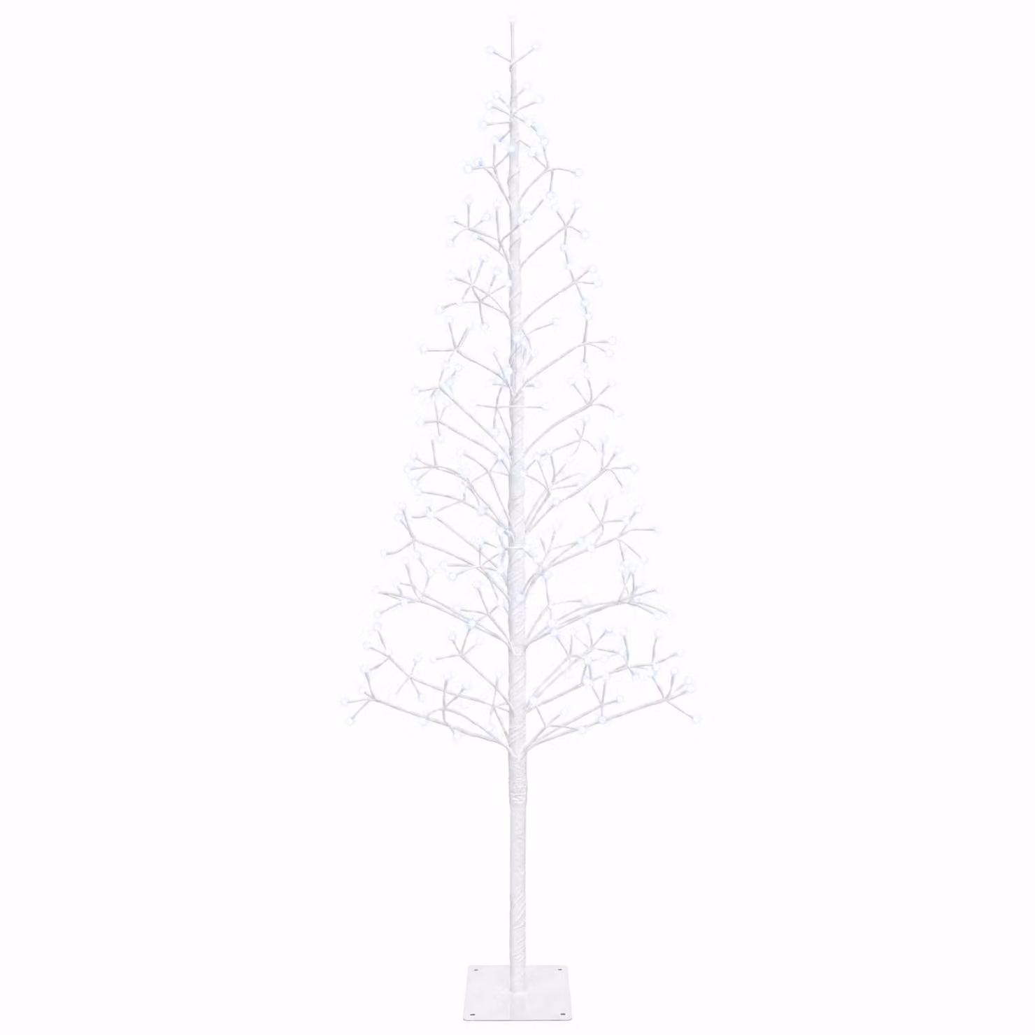 vidaXL Albero di Natale con luci LED Bianco 180 cm Acciaio 196 LED