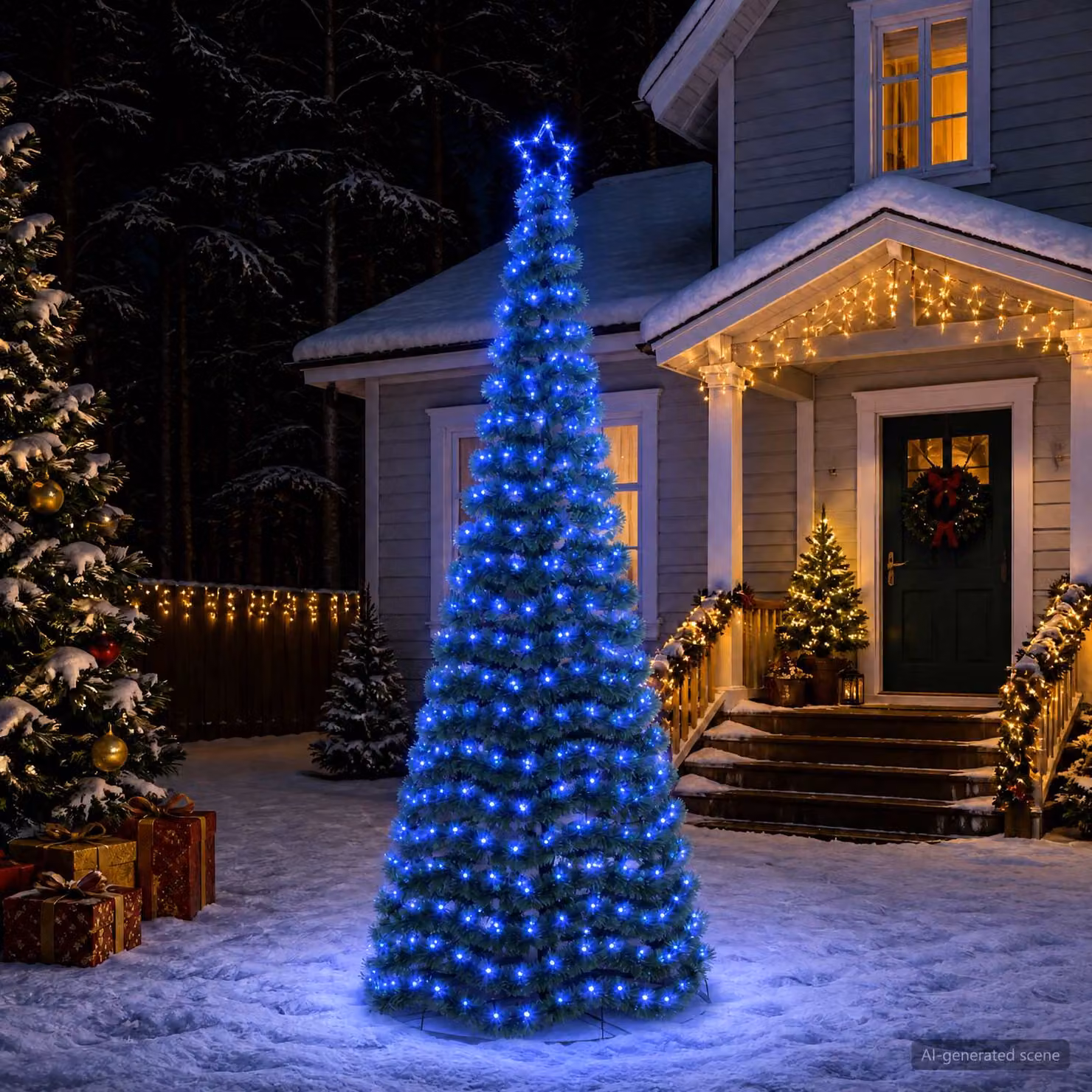 vidaXL Albero di Natale in tinsel con luci LED e base EKENAS 250 cm