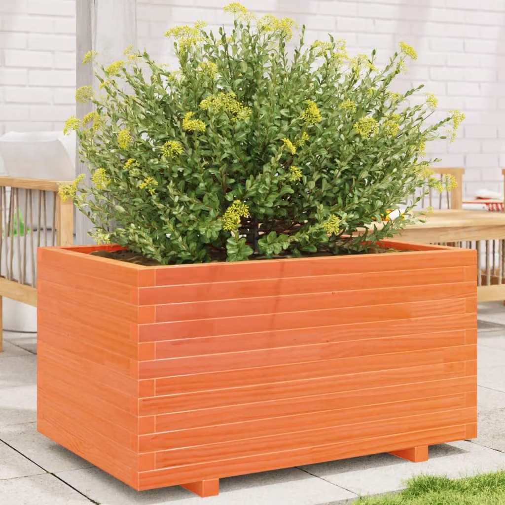 Fioriera da giardino vidaXL in legno marrone e arancione L: 90 cm, P: 60 cm, H: 49,5 cm