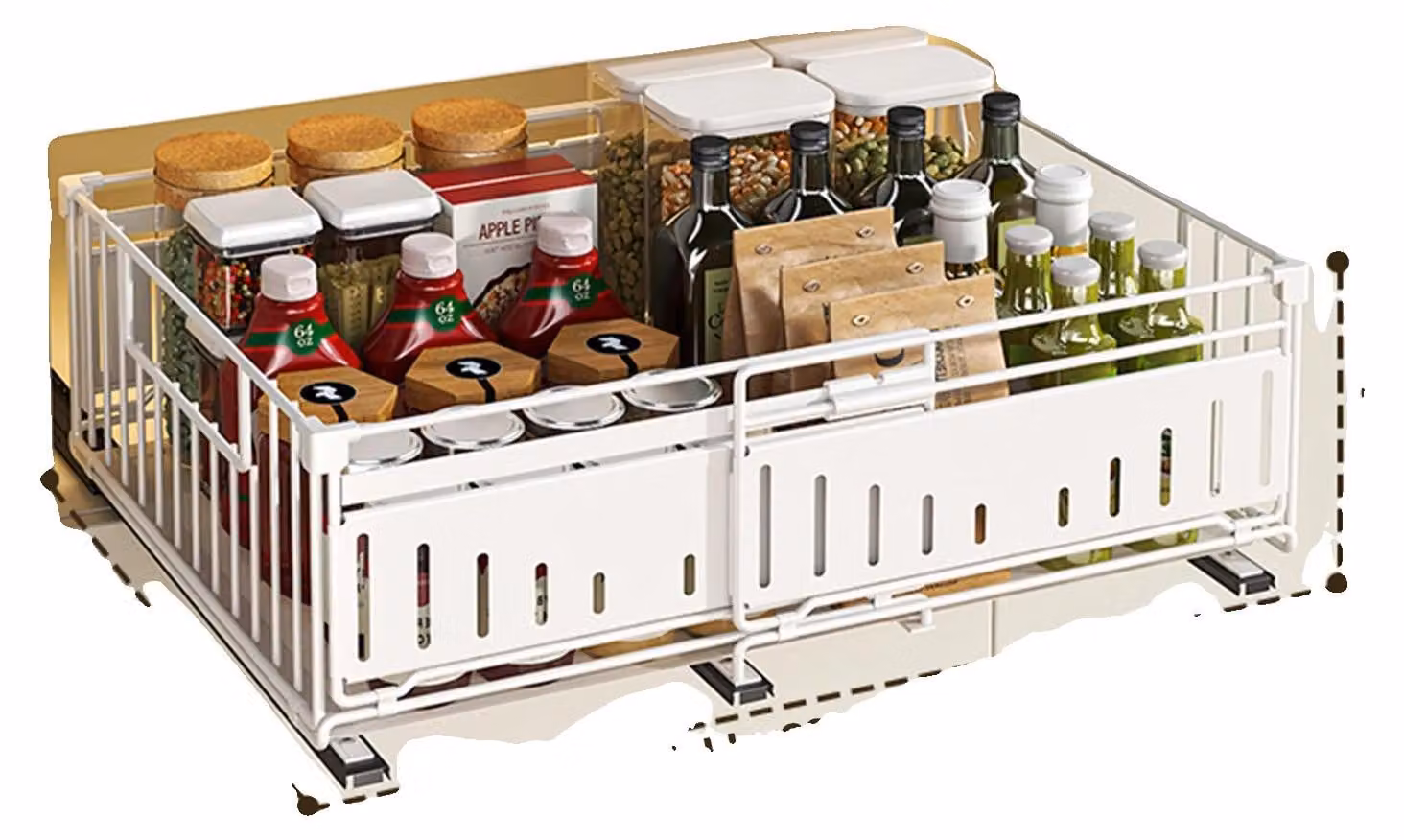 Scaffale da cucina, larghezza regolabile, design estraibile, bianco, 2 pezzi