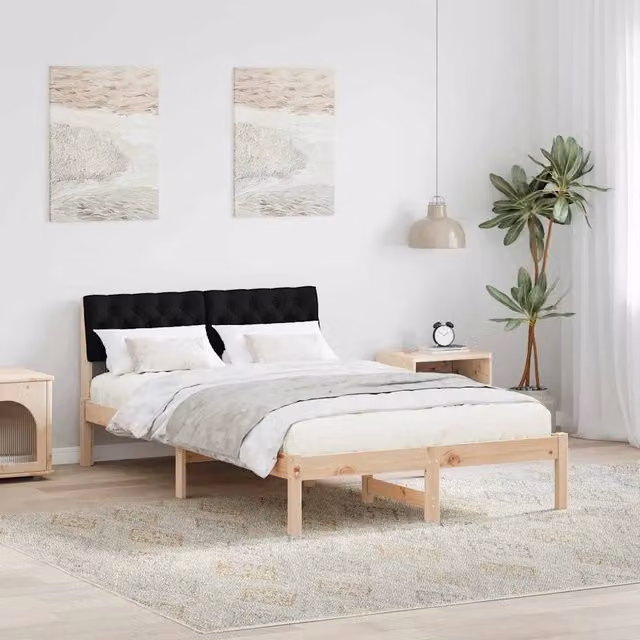 Struttura del letto con testiera-Giroletto con Testiera Marrone e nero 120 x 190 cm 574196
