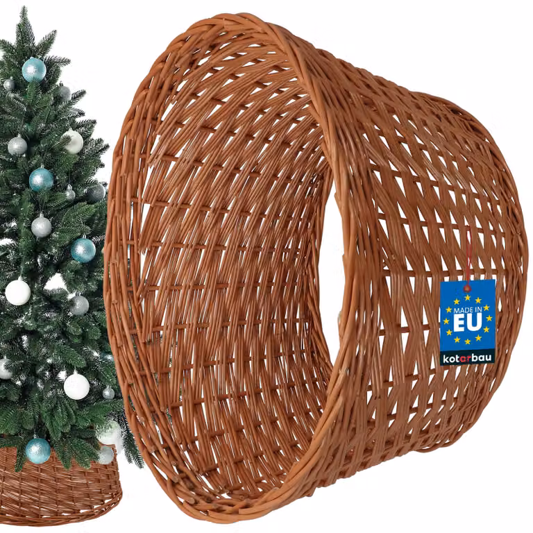 KOTARBAU® Gonna per albero di Natale in salice Ø 45 cm, colore naturale Supporto per albero di Natale in rattan naturale, cesto per albero di Natale, copertura per albero di Natale