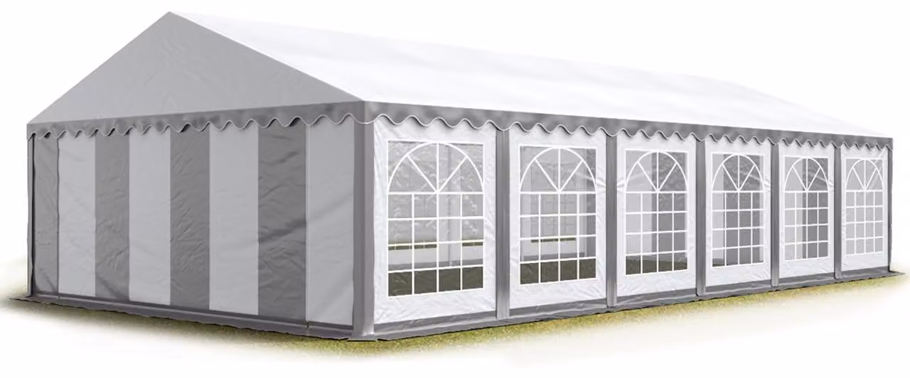 TOOLPORT Tendone per feste 6x12 m PVC grigio-bianco 100% impermeabile Tendone da esterno Tenda party