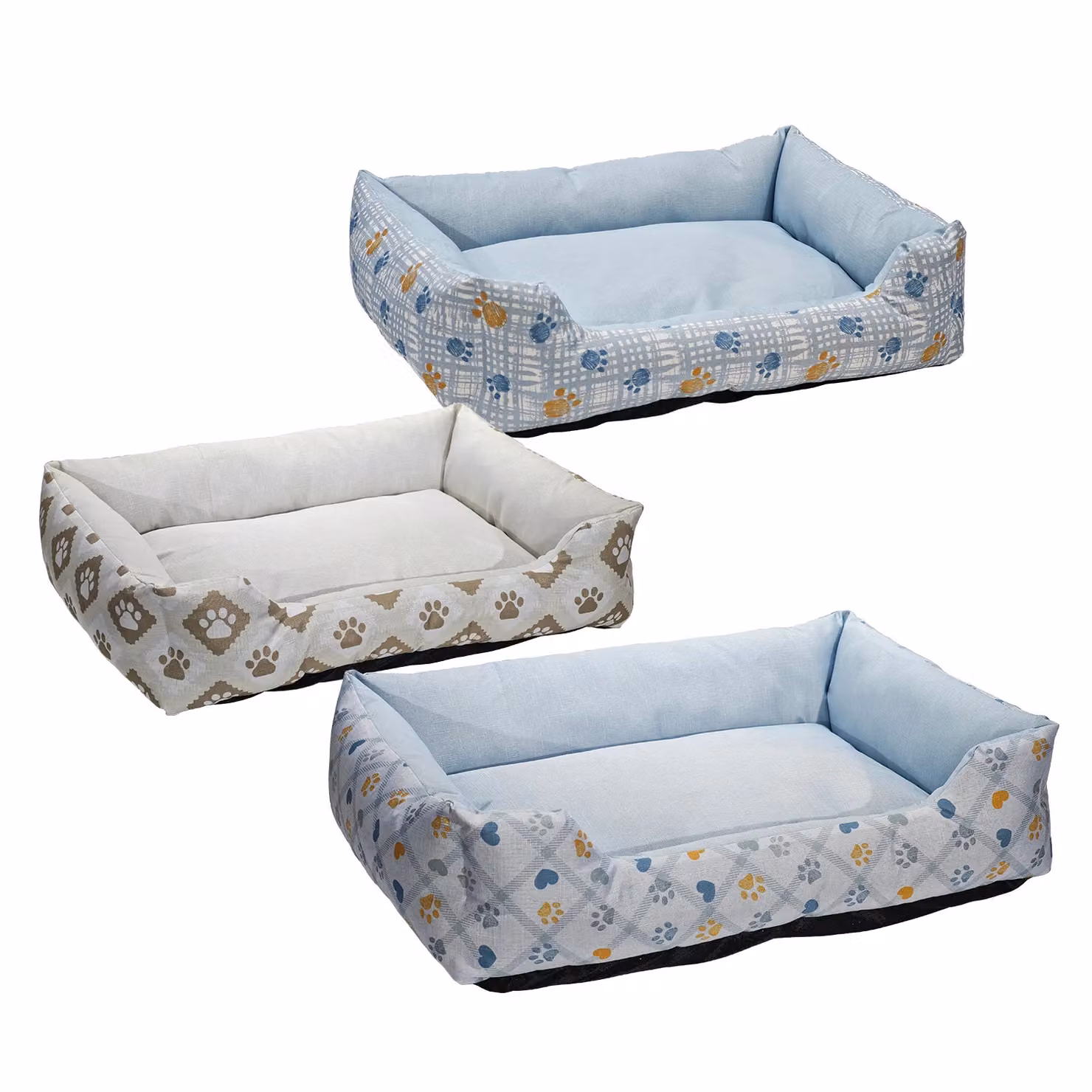 Pet Sitter Cuccia Rettangolare per Cani e Gatti in Tessuto Blu con Fondo Antiscivolo e Bordo Rialzato L 70 cm x P 55 cm – 1