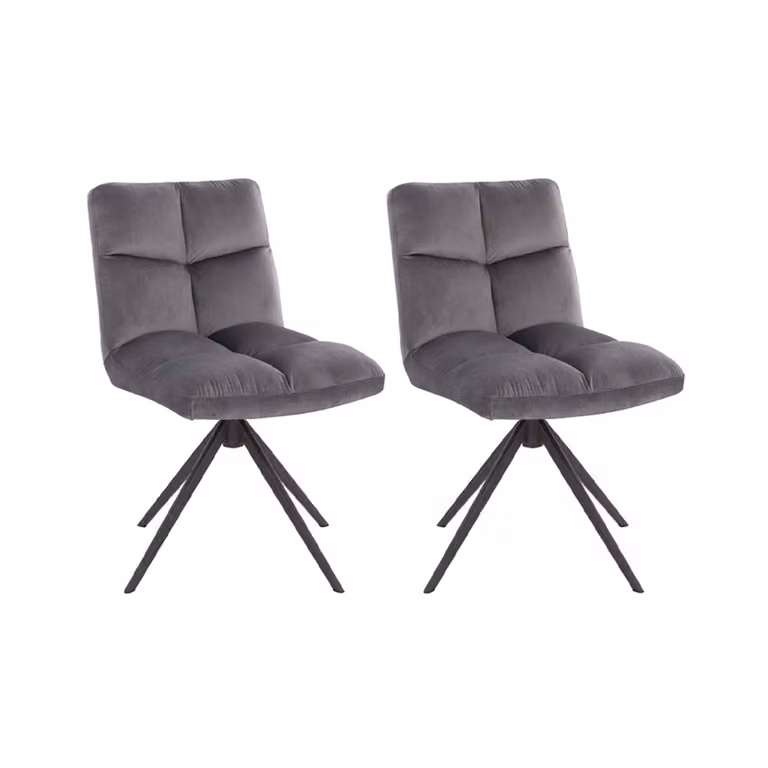 Home Deluxe - Sedia da sala da pranzo NODA set di 2 - Colore: grigio chiaro - girevole a 360 gradi, imbottitura morbida, carico massimo 120 kg I Sedia da cucina Sedie da pranzo Sedie da sala da pranzo