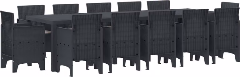 Set da Pranzo per Giardino 13 pcs Antracite Rattan sintetico