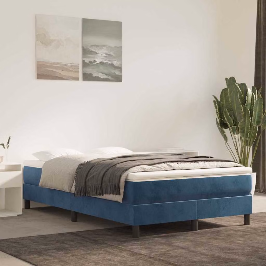 Materasso Ibrido vidaXL in Velluto Blu e Bianco con Rivestimento Rimovibile L: 200 cm, P: 120 cm, H: 20 cm