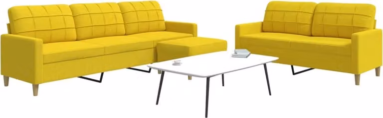 Maison Exclusive - Set divano a 3 pezzi con poggiapiedi in tessuto giallo chiaro
