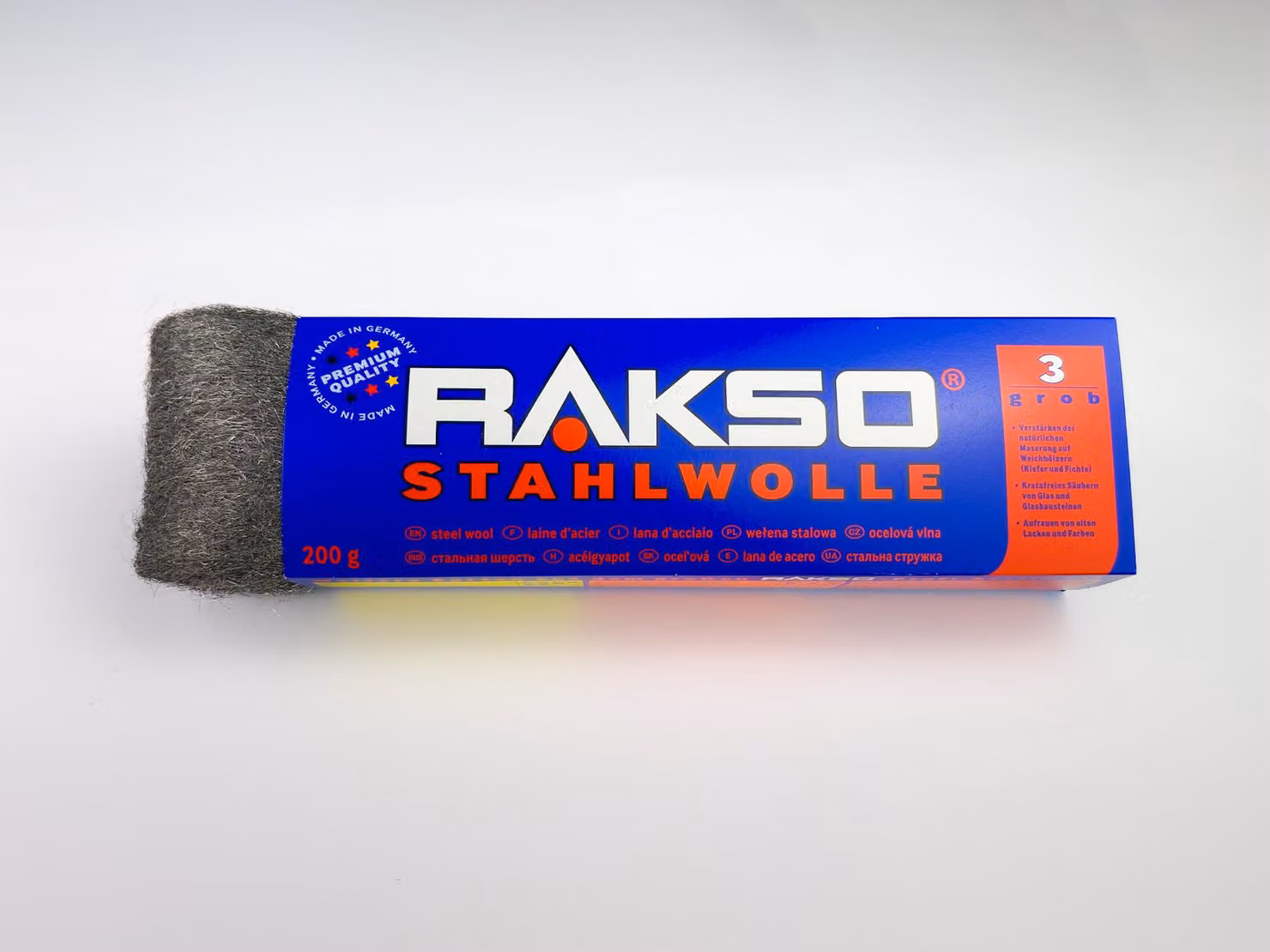 RAKSO, confezione da 200 grammi di lana d'acciaio, tipo 3