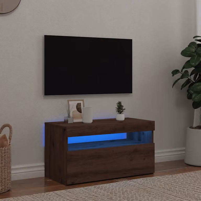 vidaXL Mobile Porta TV Moderno in Legno Marrone con Illuminazione LED Integrata L 75 cm x P 35 cm x H 40 cm