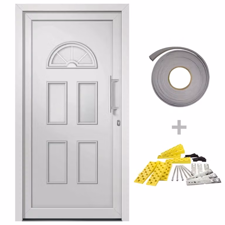 Porta di ingresso moderna bianca con inserto in vetro vidaXL L: 88 cm, H: 208 cm