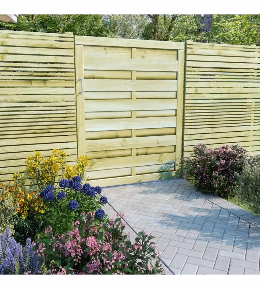 vidaXL Cancello da Giardino a Battente in Legno Impregnato Verde L 100 cm x H 125 cm