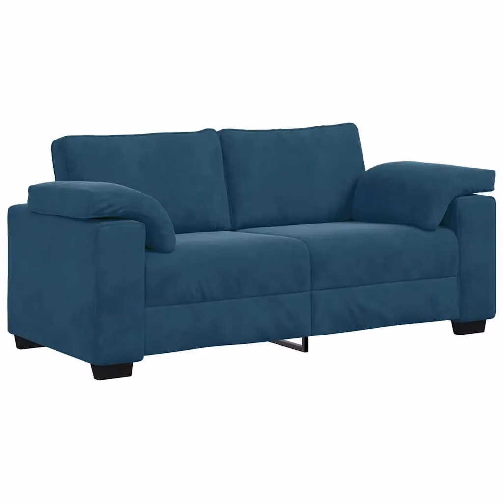 Divano moderno vidaXL in velluto blu con cuscini, L: 180 cm, P: 77 cm, H: 82 cm – 2