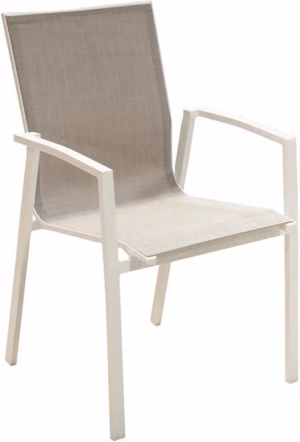 Sedia Club Casa Collection Grigio Chiaro con Struttura in Alluminio Verniciato e Seduta in Textilene impilabile con braccioli