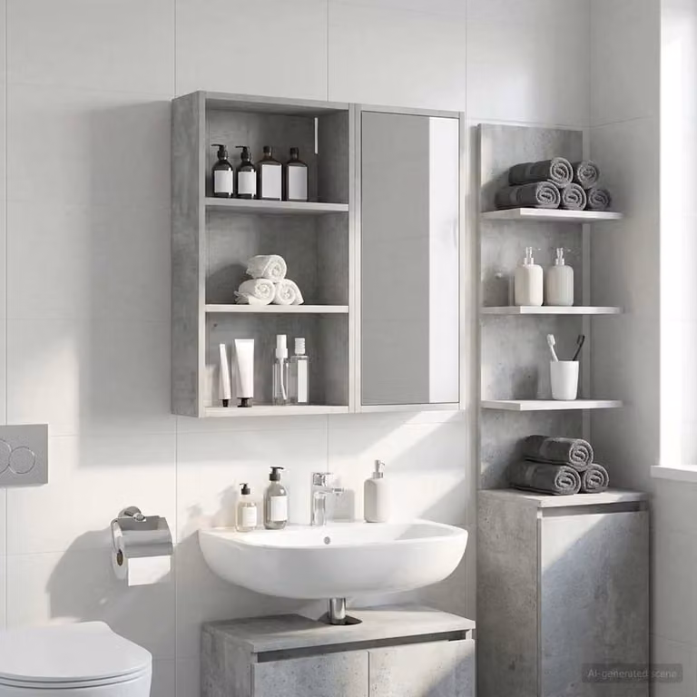 Armadio da bagno a muro moderno vidaXL Grigio, L 40 cm x P 14 cm x H 70 cm
