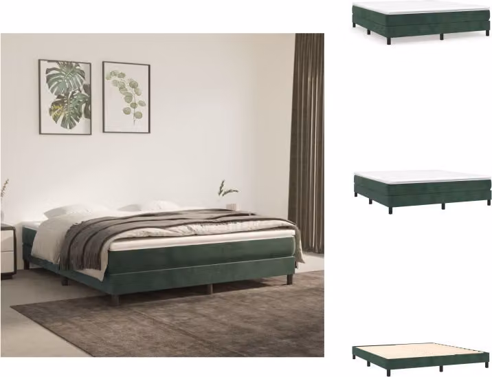 vidaXL Letto a molle verde scuro 160x200 cm in velluto - Letti e strutture letto