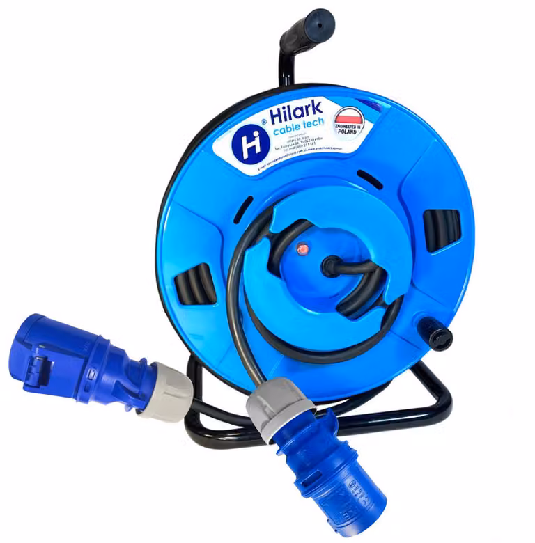 Prolunga CEE IP44 in gomma H07RN-F 3x2,5, con tamburo a avvolgimento inverso, lunghezza 30 metri