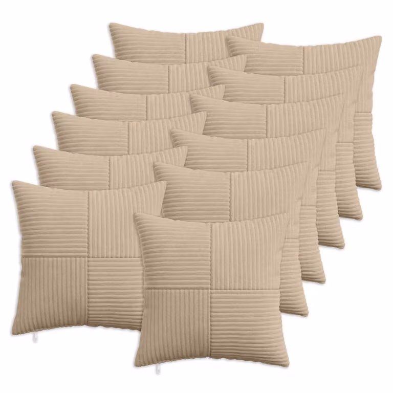 Set di 12 federe vidaXL ALMELO in velluto a coste, colore tortora, L/P: 50 x 50 cm