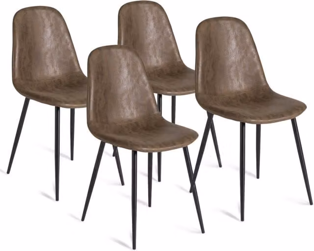 Set di 4 sedie da pranzo vintage DALI IDMarket colore marrone in similpelle e metallo