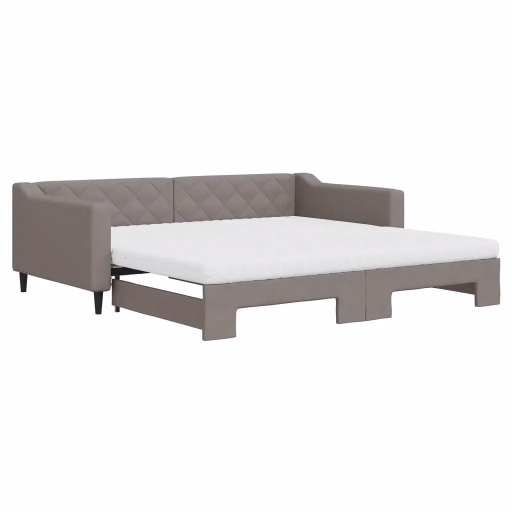 Divano Letto Estraibile Moderno vidaXL in Tessuto Grigio e Beige con Cassetto L/P/H: 223 x 110 x 67 cm con Materasso 100x200 cm – 2