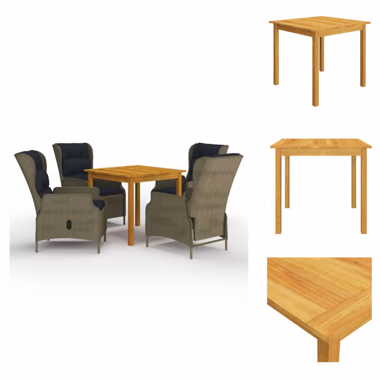 vidaXL Set da pranzo da giardino 5 pezzi marrone - Set di mobili da giardino