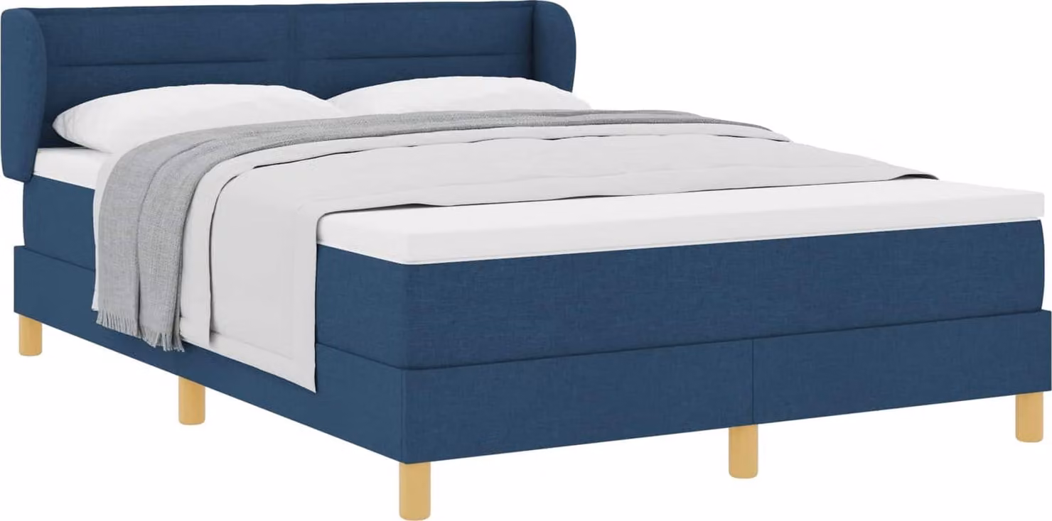 Letto a molle con materasso Blu 160 x 200 cm Tessuto