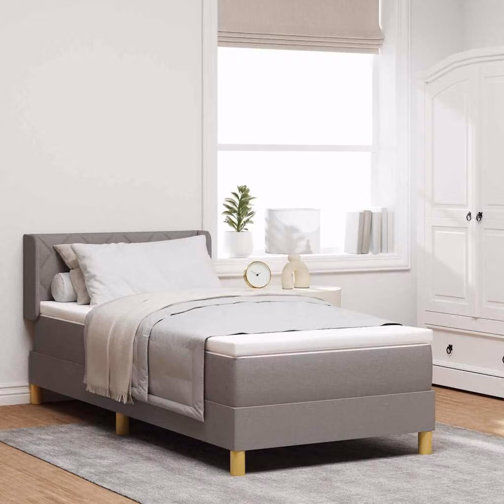 Maison Exclusive - Letto boxspring con testiera color taupe, 200 x 90 cm, rivestimento in tessuto