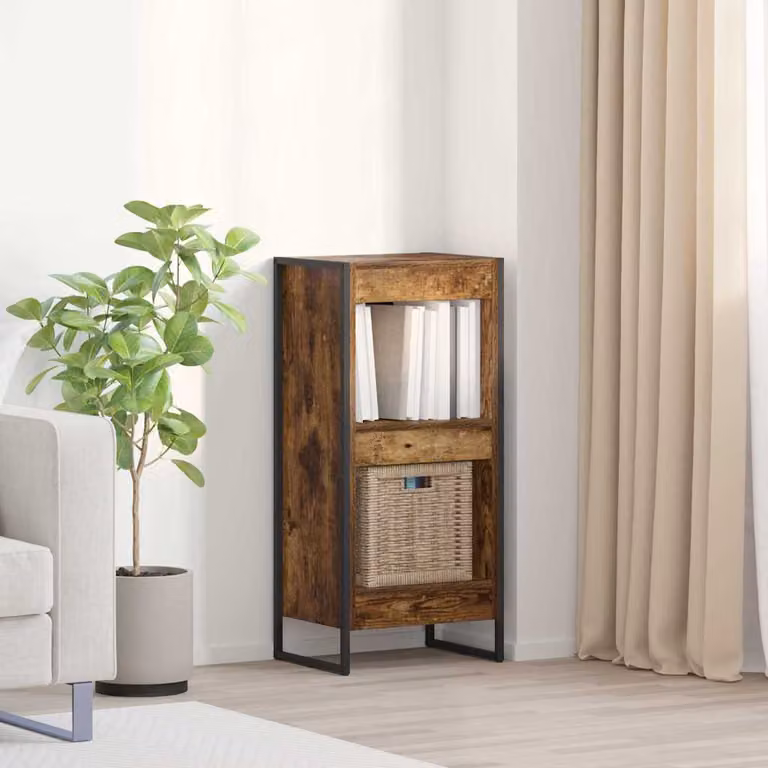 Armadio per libri industrial vidaXL in legno MDF e metallo, colore marrone, L 40 cm x P 30 cm x H 86,5 cm