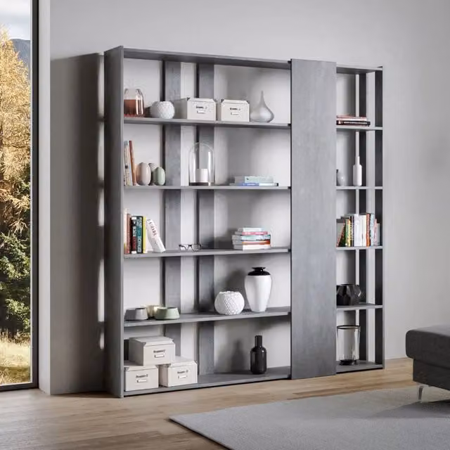 Libreria Moderna 5 Ripiani 178x36x204 cm in nobilitato Grigio