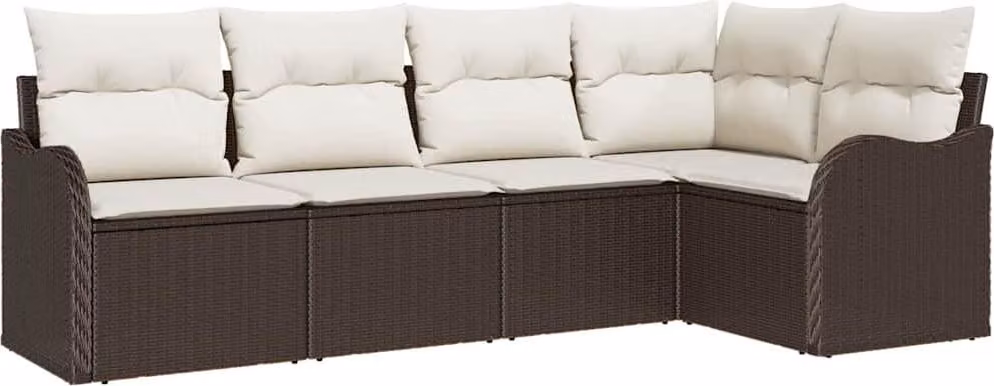 Set Divano da Giardino 5 pcs Marrone polyrattan