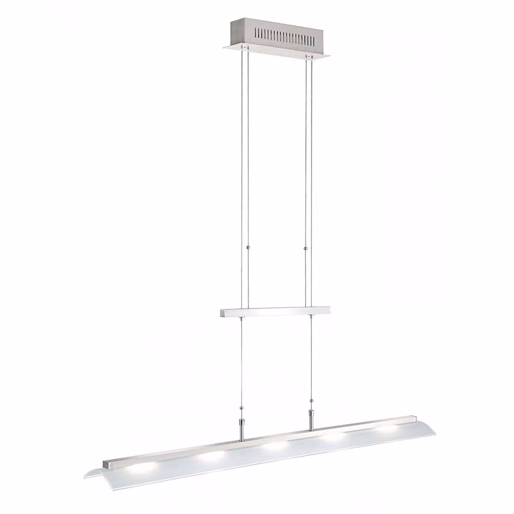 Lampada a sospensione a LED, acciaio, vetro satinato, dimmerabile, L 110 cm