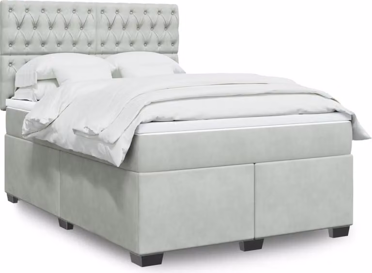 Maison Exclusive - Giroletto a Molle con Materasso Grigio Chiaro 140x190cm Velluto