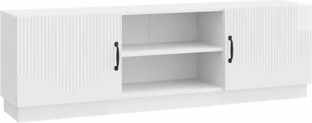 Mobile TV-Credenza Design In Bianco Lucido con Illuminazione Integrata L: 150 cm, P: 47 cm, H: 31 cm