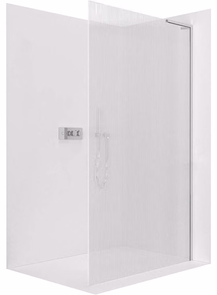 CERANO - Box doccia Walk-in Onyx con montante a L destro - 8 mm - cromato, vetro rigato - 120x200 cm