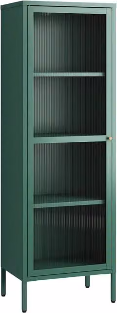 Armadio scaffale mobile portaoggetti vetrato acciaio vetro 150 x 50 x 35 cm verde abete 03_0008934