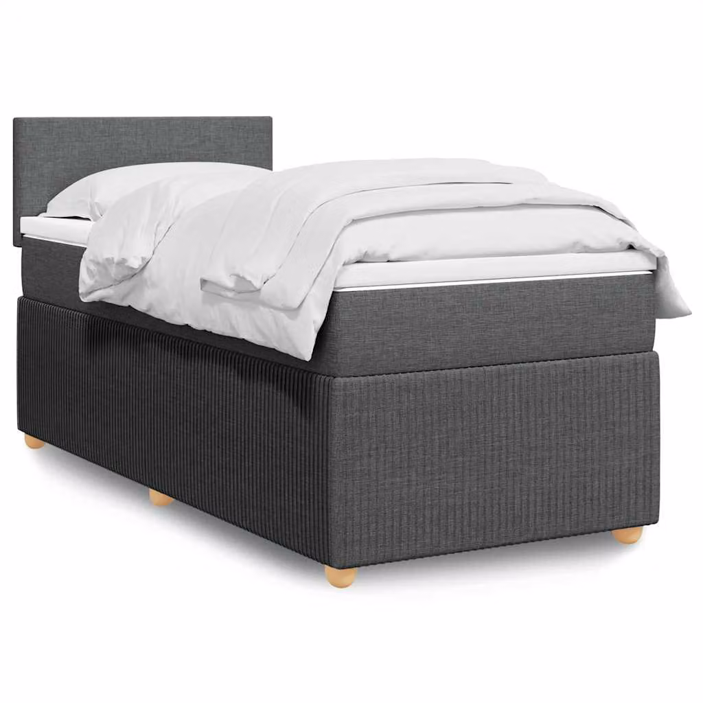 vidaXL Letto Ibrido con Giroletto a Molle e Materasso Pocket in Tessuto Grigio e Bianco L/P/H: 200 x 100 x 76,5 cm – 1