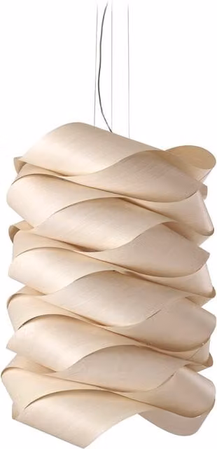 Lampada a sospensione LZF Link Chain in metallo e legno, regolabile in altezza, color beige e argento