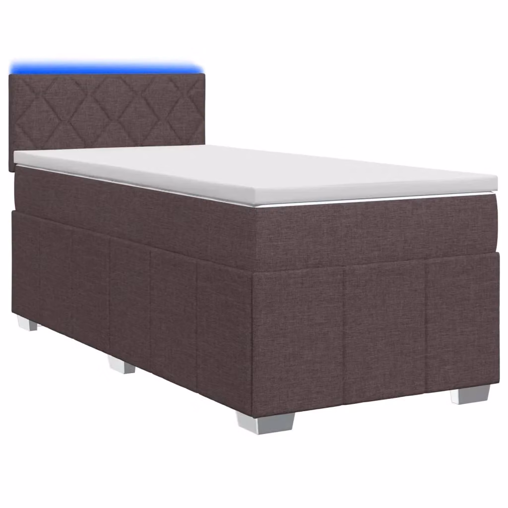 Letto box spring con materasso ibrido vidaXL con base contenitore e porta USB, colore marrone, L/P/H: 90 x 200 x 100,5 cm – 2