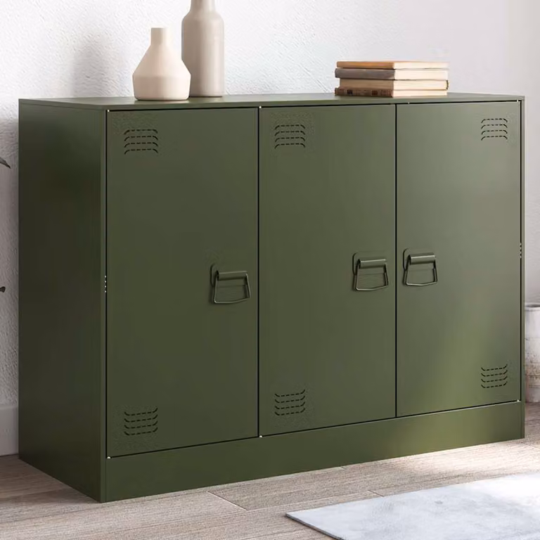 Credenza in metallo vidaXL Verde Oliva L: 99 cm, P: 39 cm, H: 73 cm
