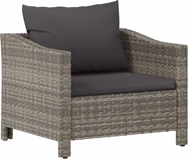 Poltrona da giardino moderna in rattan con cuscino grigio CFW9835269