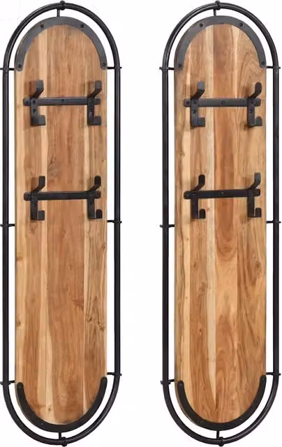 Appendiabiti da Parete con 4 Ganci 2pz Legno Massello Acacia 4013504